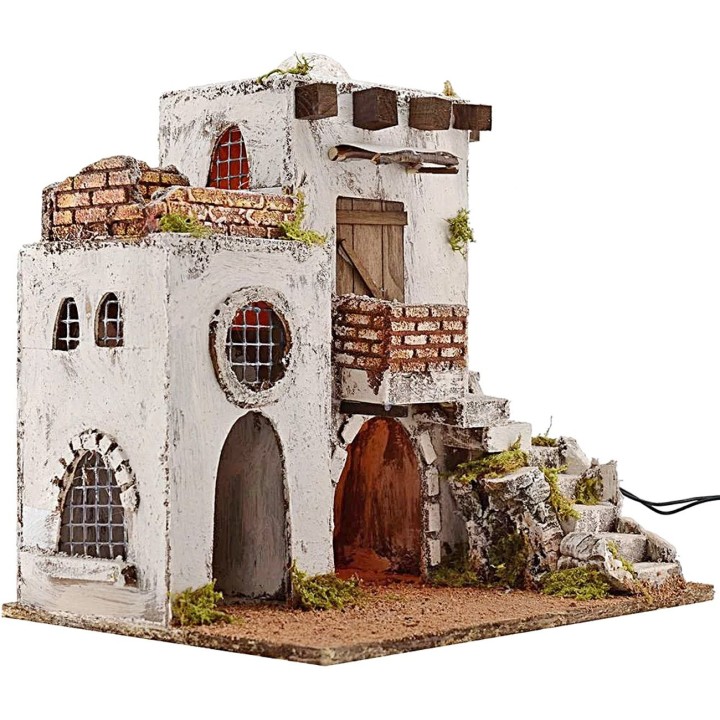 Casa Árabe iluminada con escalera de 35x25x35 cm h.