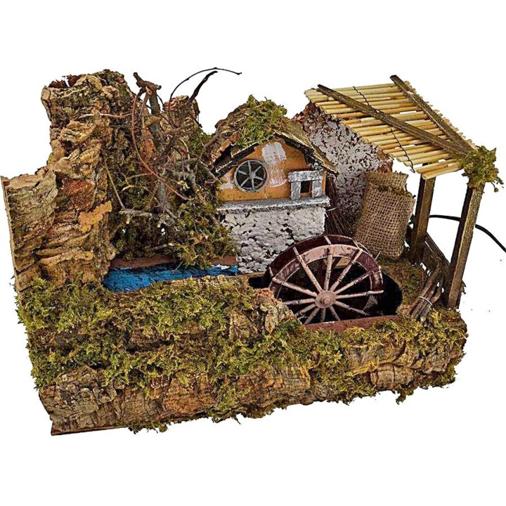 Mulino ad acqua con ruscello presepe cm 32x18x24 h.
