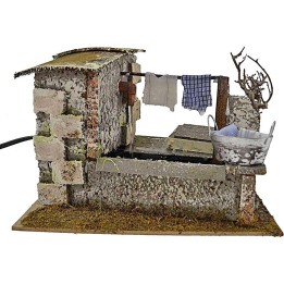 Stenditoio gocciolante con fontana presepe cm 20x14x13 h. 