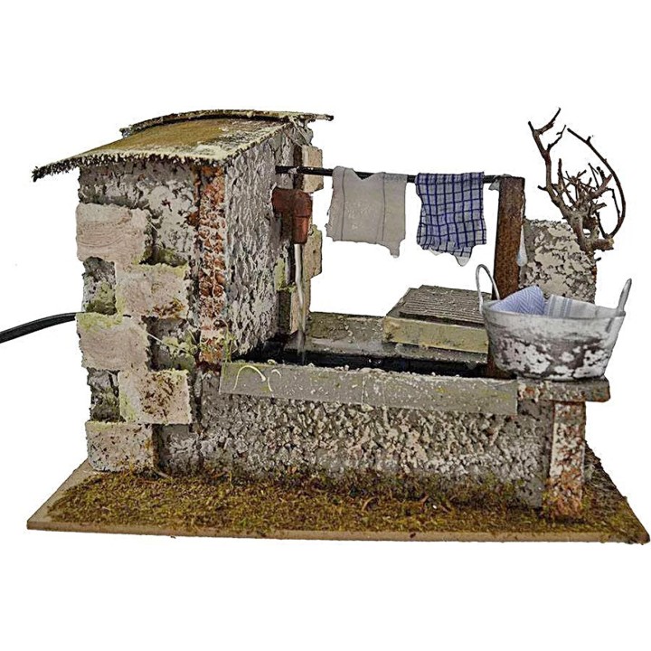 Stenditoio gocciolante con fontana presepe cm 20x14x13 h. 