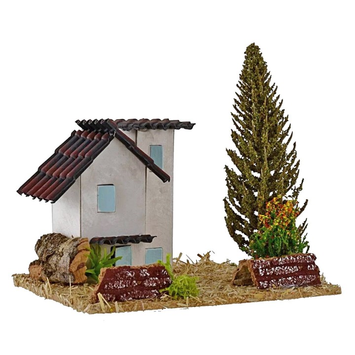Case per presepe con albero cm 13,5x13,5x9h