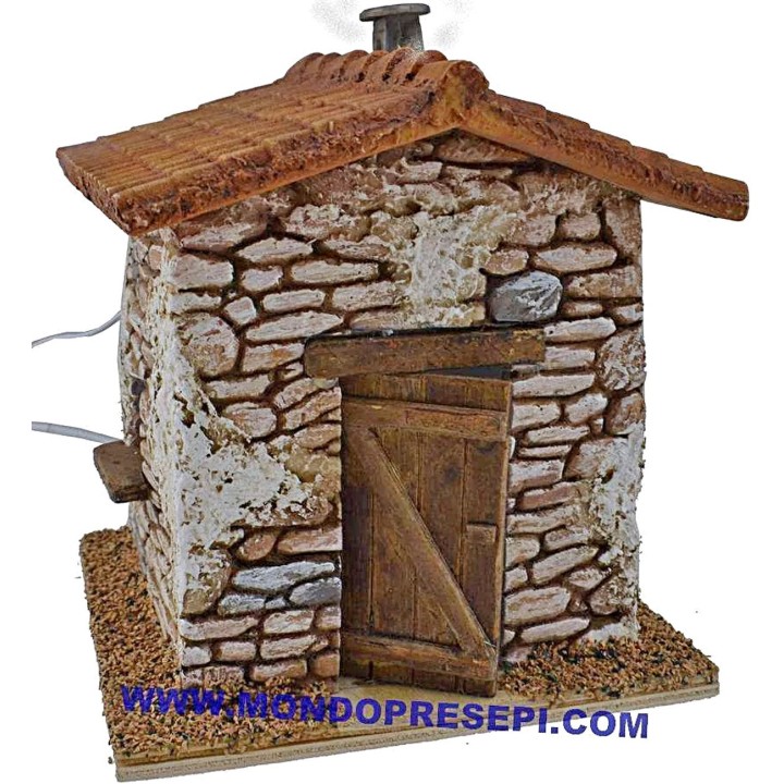 Stone house with smoke cm 15x12x19 h.