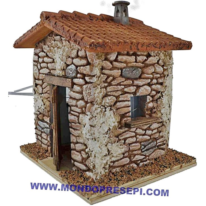 Casa in pietra con fumo cm 15x12x19 h.