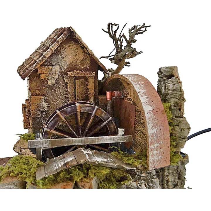 Casa con molino de agua en funcionamiento de 24x20x22 cm h.