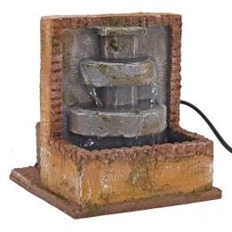 Fontana su due livelli funzionante per presepe cm 14,5x14,5x16