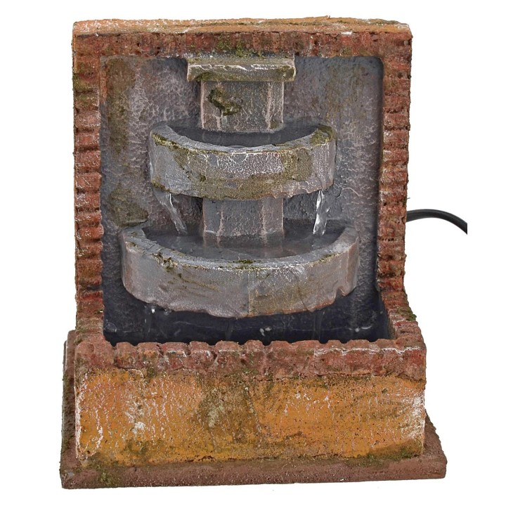 Fontana su due livelli funzionante per presepe cm 14,5x14,5x16