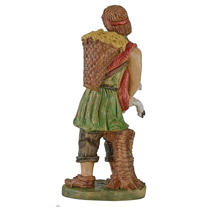 Pastore con pecora e gerla 30 cm in pvc Euromarchi