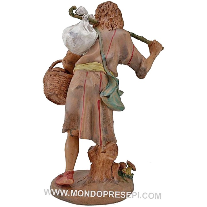 Pastor con cesta de hongos 30 cm Lux Euromarchi