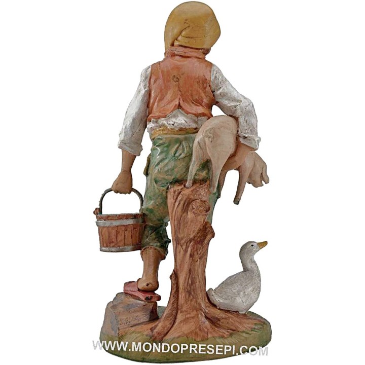 Contadino con animali e secchio 30 cm Lux Euromarchi