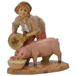 Boy with pig 15-16 cm lux Euromarchi