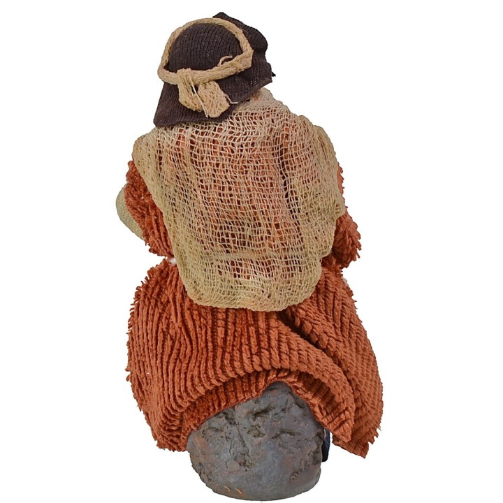 Viejo sentado con bastón serie 12 cm Lux