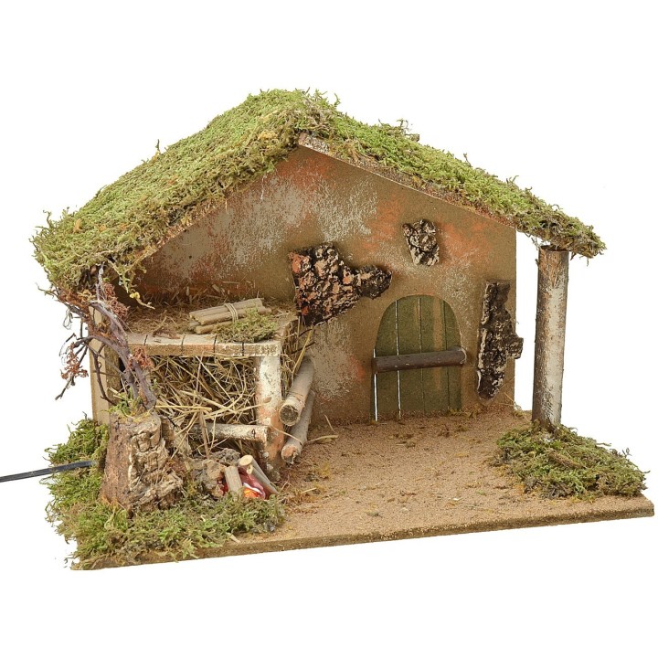 Hut with working fire cm 42x24x28 h