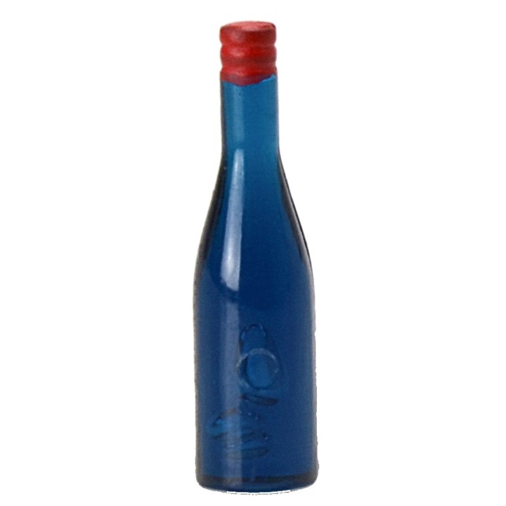Juego de 4 botellas azules de 3,6 cm de altura.