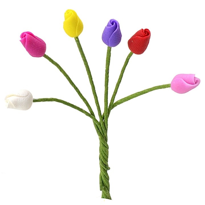 Juego de 6 tulipanes en varios colores de 6 cm