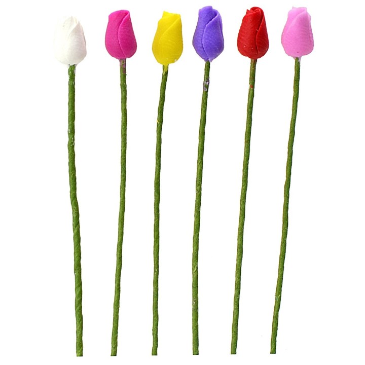 Juego de 6 tulipanes en varios colores de 6 cm
