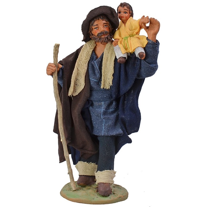 Uomo con bambino in spalla 15 cm