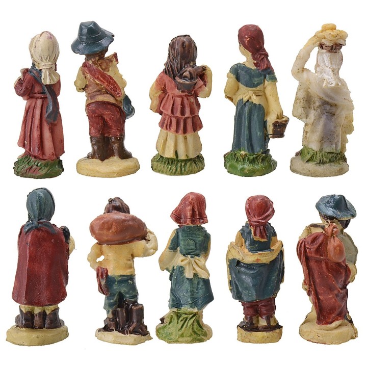 Set of 10 statues 3.5 cm in resin