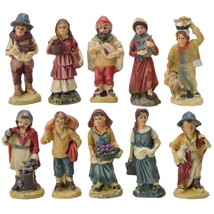 Set of 10 statues 5 cm in resin