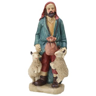 Shepherd with sheep in resin 20 cm