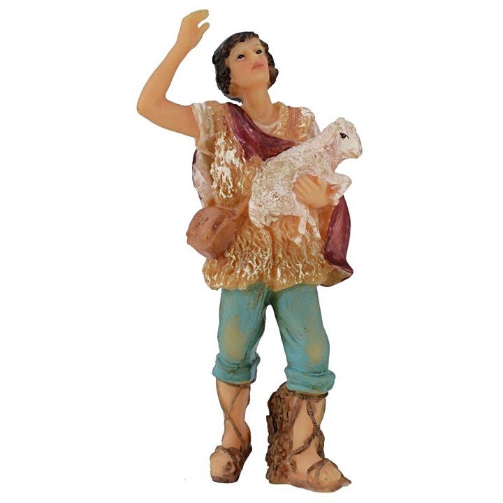 Pastore con agnello in resina 12 cm