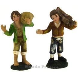 Set of 2 children with wood and sack