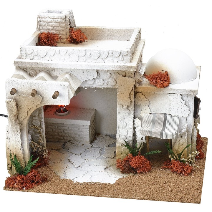 Osteria in stile arabo con forno effetto fuoco cm 35x25x27 h
