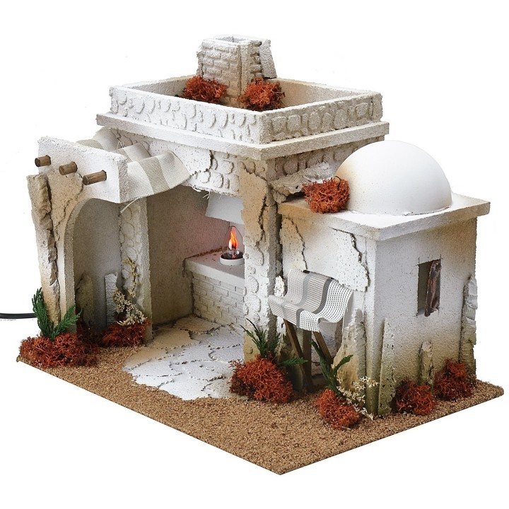 Osteria in stile arabo con forno effetto fuoco cm 35x25x27 h