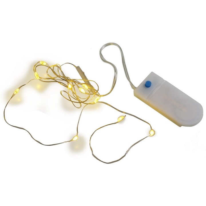 10 Micro led bianco caldo con giochi di luce e pile incluse