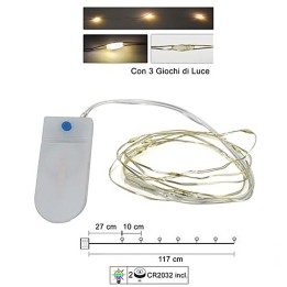 10 warm white micro LEDs with plays of light and batteries