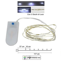 10 cold white micro LEDs with plays of light and batteries