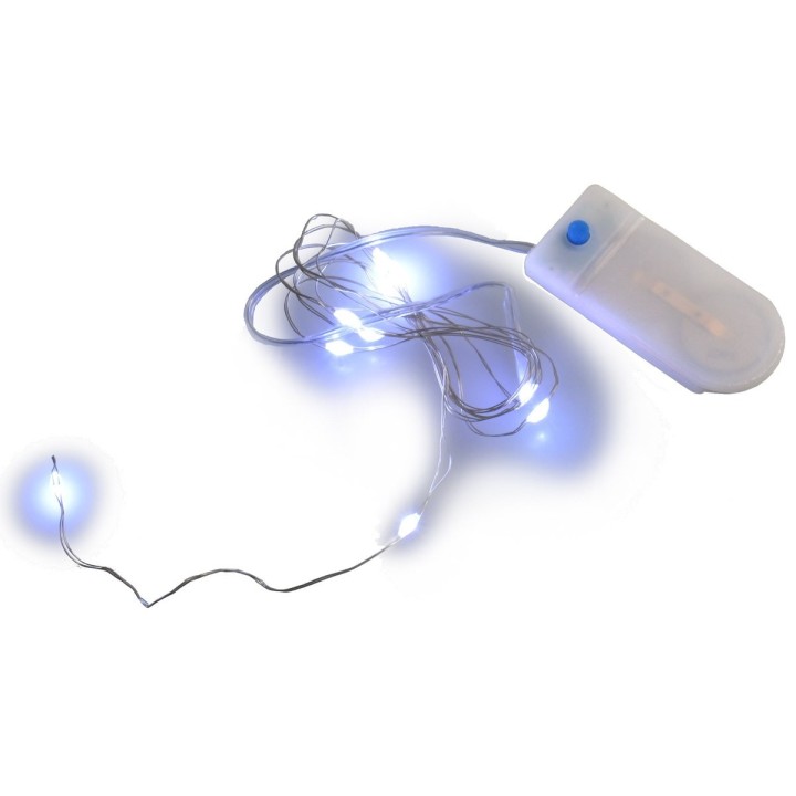 10 Micro LED blanco frío con juegos de luces y pilas incluidas