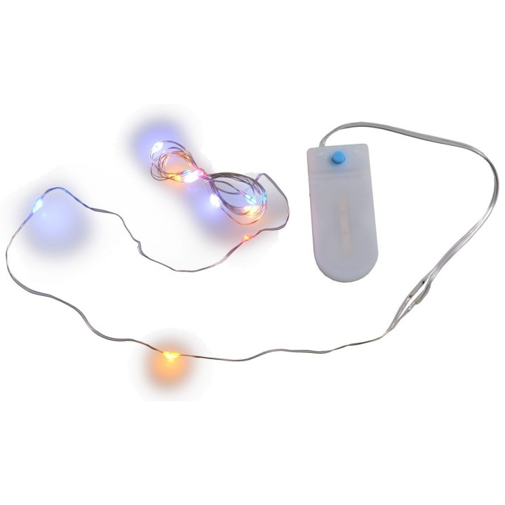 10 multicolored micro leds with plays of light and batteries