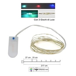 20 Micro led multicolore con giochi di luce e pile incluse