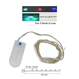 40 Micro led multicolore con giochi di luce e pile incluse