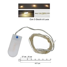 40 micro LED de luz blanca cálida con juegos de luces y pilas