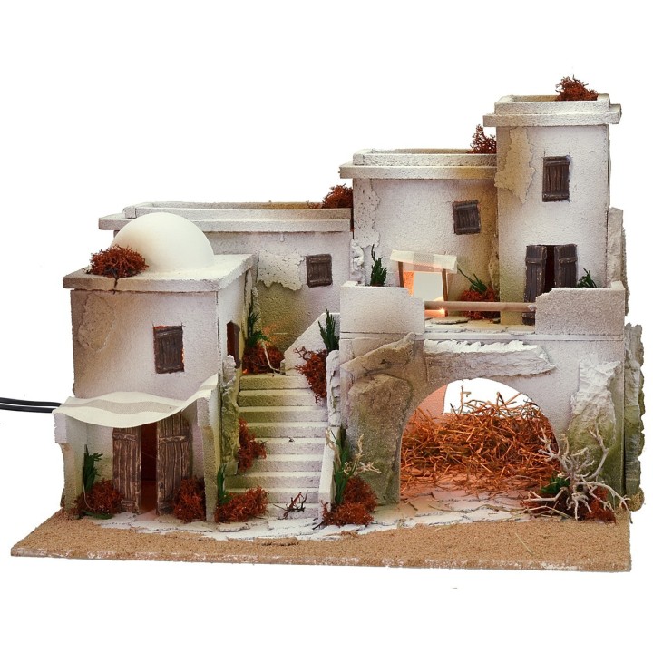 Belén de estilo árabe con tienda completo de luces de 50x40x37