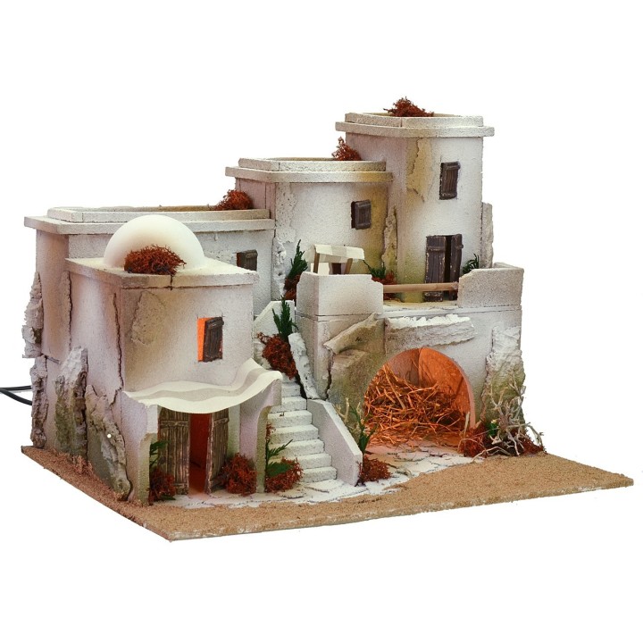 Arabic style nativity scene with tent complete with lights