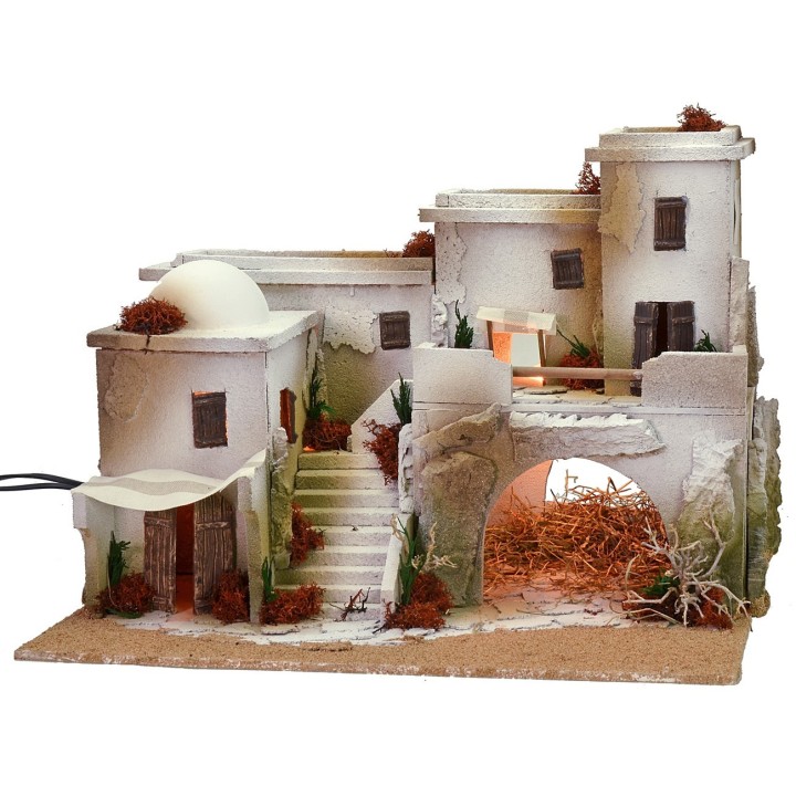 Arabic style nativity scene with tent complete with lights