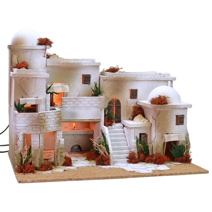 Pueblo árabe con horno completo de luces cm 50x40x38 h