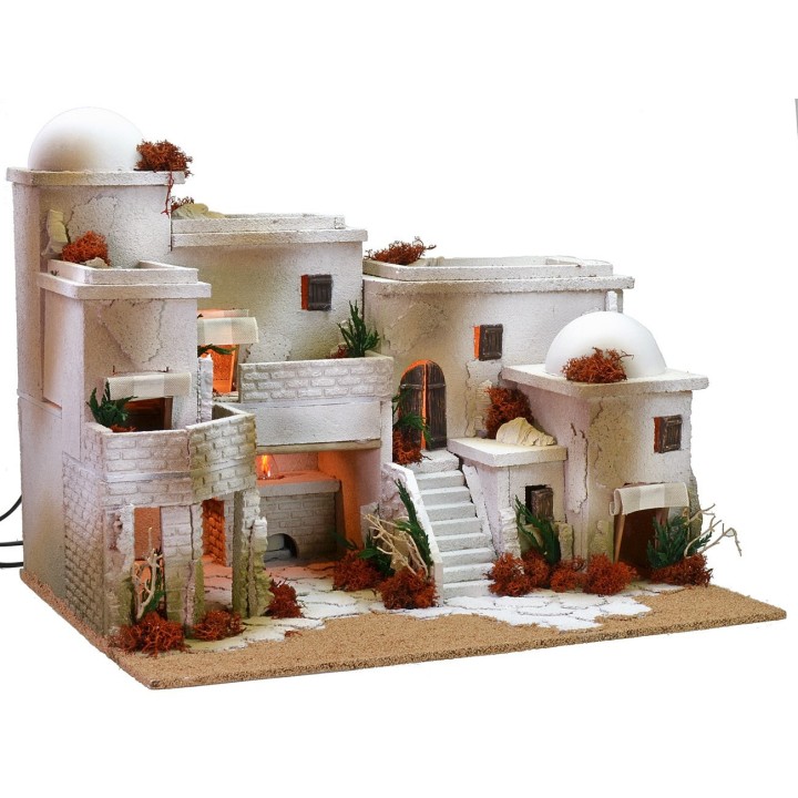 Pueblo árabe con horno completo de luces cm 50x40x38 h