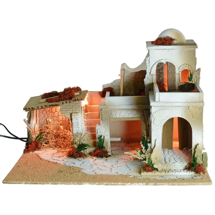 Presepe arabo completo di luci funzionante a corrente cm
