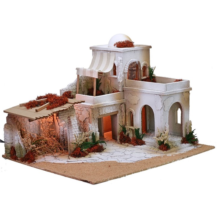 Arab nativity scene complete with lights running on electricity
