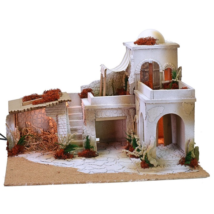 Presepe arabo completo di luci funzionante a corrente cm