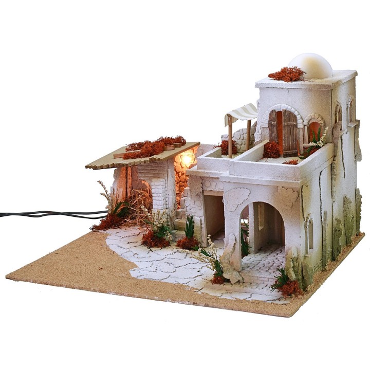 Arab nativity scene complete with lights running on electricity