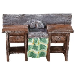 Lavabo de madera envejecida cm 10x3,5x6,5 h