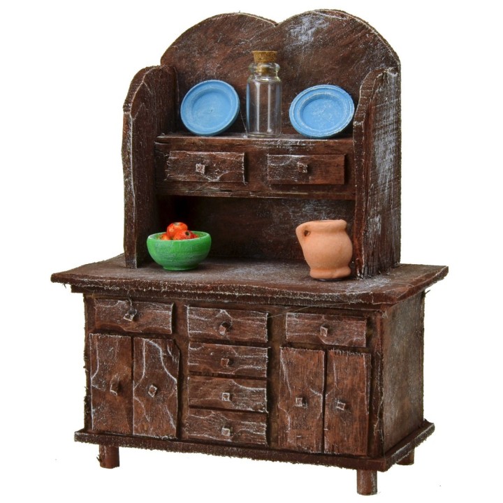Sideboard in antiqued wood with small parts cm 11x6x14 h