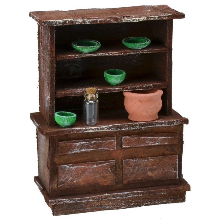 Sideboard in antiqued wood with small parts cm 10,5x5,5x14 h