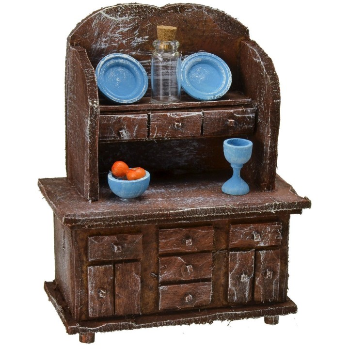Sideboard in antiqued wood with small parts cm 9x5x11 h