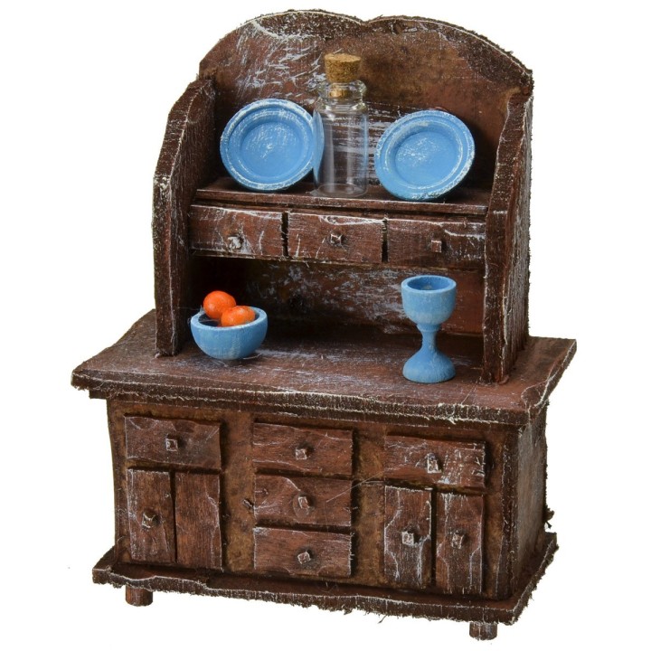 Sideboard in antiqued wood with small parts cm 9x5x11 h