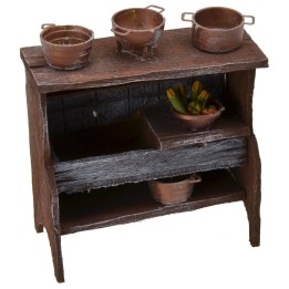 Lavello in legno antichizzato con minuterie cm 10,5x5x12 h